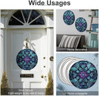 Wall Picture, with Stained Glass Pattern Printed Circular Iron Hanging Picture,Wall Art Decor,Home for Bedroom Living Room Bathroom Decor,Iron Painting 11.8X11.8 in