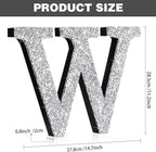 Qunclay 12'' Silver Crystal Diamond Bling Letters Crushed Diamond Decoration Wooden Glitter Letter with Screw and Hooks Rhinestone Gift for Wedding Y2k Mcbling Bedroom Wall Decor (Letter W)
