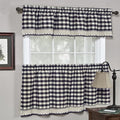 Sweet Home Collection Kitchen Window Curtain Panel Treatment Decorative Buffalo Check Design, 24" Tier, Navy
