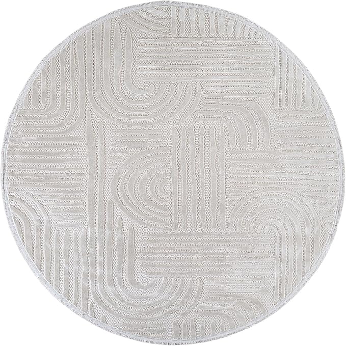Modern Indoor Rug Orbit 4 Round Area Rugs for Living Room Luxury Kitchen Bedroom Durable Soft Geometric Durable Low and High Pile Stain Resistant Non Shedding Area Carpet 4 Round