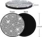 COCASES 4 Pack Bling Car Coasters, Car Cup Holder Coaster, Rhinestone Coaster for Cup Holders, Silicone Car Coasters for Women Car Interior Accessories (2.75'' White Crystal Circle)