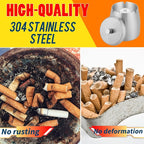 Smokeless Ashtrays For Cigarettes Indoor, Ash Tray Sets Cigarettes Outdoor Ashtrays for Patio Windproof Cute Vintage Home Fancy Stainless Steel Metal Outside Ashtray With Lid, Small