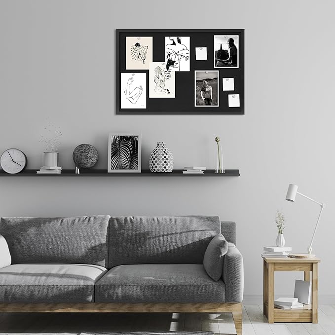 DAHAPYBOO Cork Board with Linen Black 2Pack,Bulletin Board 30"x20", Corkboards for Office Home School Message Board or Vision Board Decoration.