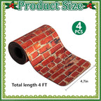 Iceyyyy 4 Pcs Christmas Village Red Brick Road-47.2 x 4.7 Inch Cuttable Christmas Village Landscape Road-Miniature Xmas Villages Accessories for DIY Home Garden Street Landscape Decorations