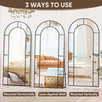 Antok 71" x 28" Full Length Mirror, Floor Mirror Arched Window Decorative Mirror, Metal Framed Decor Farmhouse Floor Mirrors Art Pane Mirrors Wall Decor for Bedroom, Living Room, Entryway Bronwn