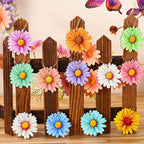 Maitys 36 Pcs Spring Flower Ornaments for Tree Hawaiian Wooden Flower Decorate Wooden Hibiscus Daisy Hanging Decor for Birthday Wedding Baby Shower Themed Summer Holiday Party Decoration (Daisy)
