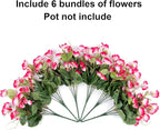 Fake Hibiscus Artificial Flowers for Outdoors Spring Summer Decoration, 6 Bundles Silk Pink Hibiscus Flowers Bouquet UV Resistant Look Real Faux Plants for Outside Planter Front Door Porch Balcony