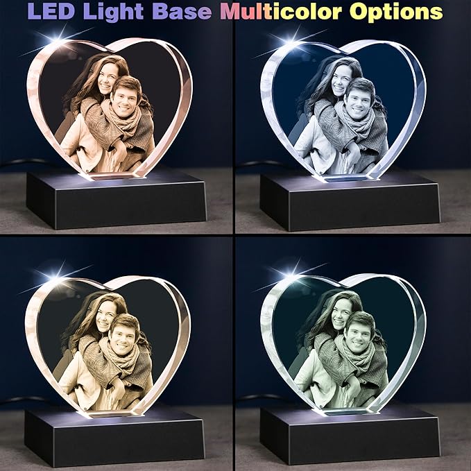 3D Photo Crystal, Personalized Gifts for Father Dad Husband, Grandpa,Unique Gift for Dad from Daughter Son,Custom Birthday,Anniversary,Memorial,Couples Gifts