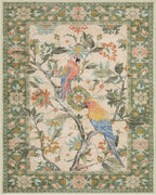 Lahome Botanical Birds Washable Green Rugs for Living Room, 8x10 Dining Room Rugs for Under Table, Large Vintage Indoor Floor Carpet for Bedroom Home Office (8x10ft,Green)