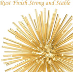 Gold Sphere Decor, Metal Gold Starburst Tabletop Sculpture Decor, Modern Metal Starburst Centerpiece, Spike Ball Decoration for Home Decor