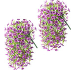 Artificial Hanging Flowers for Outdoors Spring Decoration, 2PCS Silk Fake Daisy Realistic Outdoor Flowers UV Resistant Porch Patio Window Yard Decor(Purple)