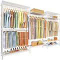 Ulif E13 Max Heavy Duty Clothes Rack（With 4 Hanger Rods & 8 Shelves） Freestanding Clothing Racks for Hanging Clothes，Adjustable Closet，Metal Garment Rack 86" W x16 D x77 H，Max Load 1100LBS，White