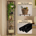 6-Tier Corner Shelf Stand, 65" Industrial Corner Display Rack for Living Room, Bookshelf, Tall Display Shelf, Plant Stand, Storage Standing Shelf for Bedroom, Bathroom, Kitchen, Brown