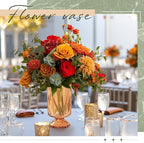 6 Pcs (H:7" W:4") Embossed Flower Vase Pedestal Glass Vase Big Base Thickened Crystal Vintage Vases for Valentines Day Wedding Home Decor Table Centerpiece House Warming Gifts(Amber)
