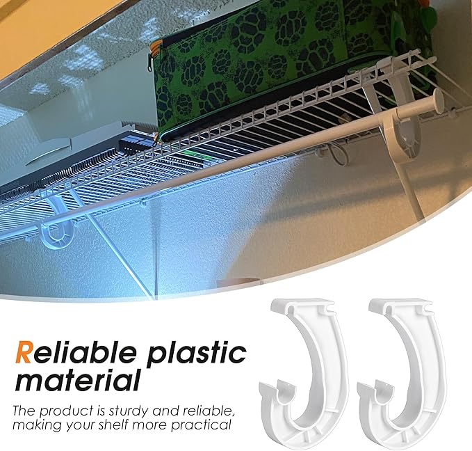 moonoom 4Pcs Hanging Closet Rod Support,3/4 Closet Shelf Rod Holder,Sturdy J-Shaped Closet Brackets for Hanging Clothes,Cabinets Storage and Curtain