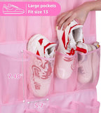 MISSLO Kids Over the Door Shoe Organizer Pink Hanging Shoe Rack Baby Toddler Hanging Shoe Organizer Cute Shoe Holder Girl Room Decor 28 Pockets