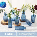 Mini Bud Vases Centerpieces for Tables,Clear Bud Vases for Flowers,Small Flower Vases Suitable for Birthday Party,Anniversary,Wedding Reception,Baby Shower (Blue, 12PCS)