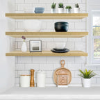 Sorbus Floating Shelves for Wall - 48 Inch Long Bathroom Shelves, Wall Decor for Bedroom, Kitchen, Living Room & Book Storage - Mounted Floating Shelf with Invisible Brackets (Maple Wood, 2 Pack)