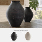 Signature Design by Ashley Hannela 12" Modern Distressed Polyresin Vase, Antique Brown