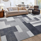 FlyDOIT Modern Geometric Patchwork Area Rug, 5x8 Gray Large Rugs for Living Room, Rockwood Collection Indoor Rugs for Bedroom, Throw Carpet Floor Decor for Entryway Dining Room Office Dorm Nursery
