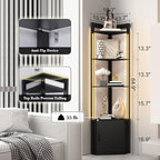 5-Tier Corner Shelf with RGB LED Light, 65" Tall Display Cabinet with Storage, Remote & APP Control, Adjustable Brightness/Color Temp, Floor Lamp with Shelves for Living Room Bedroom (Black)