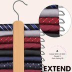 Tie Hanger 2 Pack,Tie Organizer for Closet 20 Storage Capacity,Wooden Necktie Organizer Tie Storage,360 Degree Rotating Accessory Organizers for Tie,Belt,Scarf
