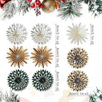 9PCS Mini Christmas Snowflake Ornament - Christmas Paper Hanging Decorations, Paper Ornament for Xmas Tree, Boho Style Indoor Holiday Home Decor