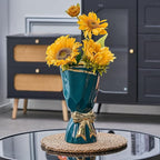 Bow Vase for Home Decor, Gold Vase for Boho Style, 9.65 Inch Large Vases for Ideal Table Decor, Living Room. Ceramic Flower Vases. （Glazed Exterior and Interior） (Green, Large)