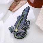Hand Painted Lizard Trinket Box for Home Decor Accents, Enamel Hinged Jewelry Box for Bookshelf Office Table Desk Decoration, Classical Figurine Collectible Keepsake Animal Sculptures (Lizard)