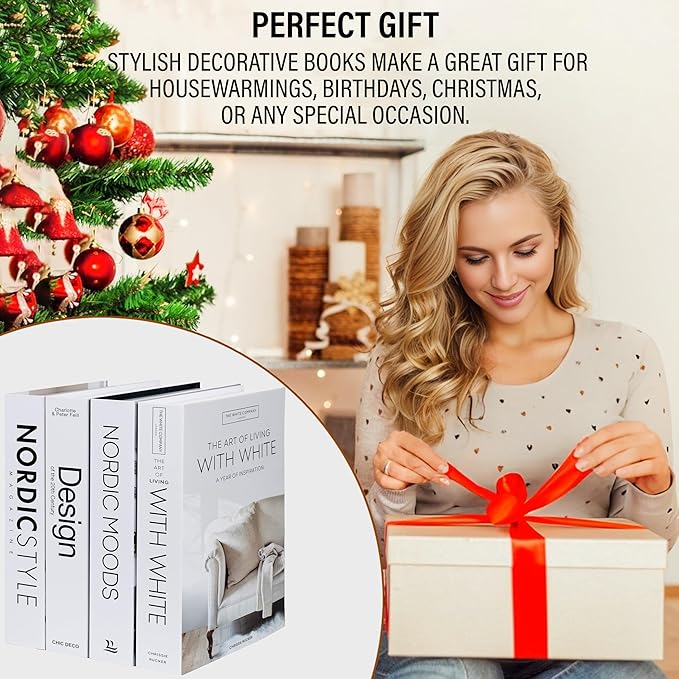 PROBENEX Mono Large | 4 PCS Faux Decorative Books for Home Decor | Not Real Books (Cardboard Boxes) | Coffee Table, Shelf Styling & Modern Aesthetic Accent Pieces for Living Room, Office