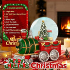 Json Lighted Musical Christmas Train Snow Globe Lantern with Christmas Trees, Battery Operated Water Glittering Lantern with Music and 6H Timer Christmas Table Centerpiece Decoration and Gift