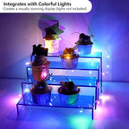 ELEGANTLIFE Acrylic Display Risers Set of 4, 4-Level Tiered Display Stands for Cupcakes, Small Figures & Jewelry, Compact Countertop Display Shelf, Multiple Colors Available (Translucent Blue)