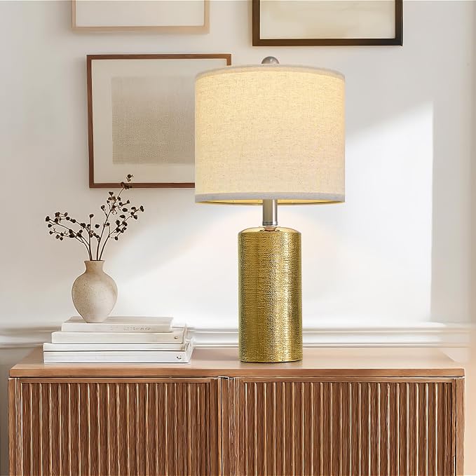 G-SAFAVA 20.5" Small Table Lamps for Living Room Lamp Set of 2 Ceramic Lamps for Bedroom Bedside Lamps Modern Boho Lamps for Night Stands Farmhouse Nightstand Lamp Side End Table Lamp, Gold