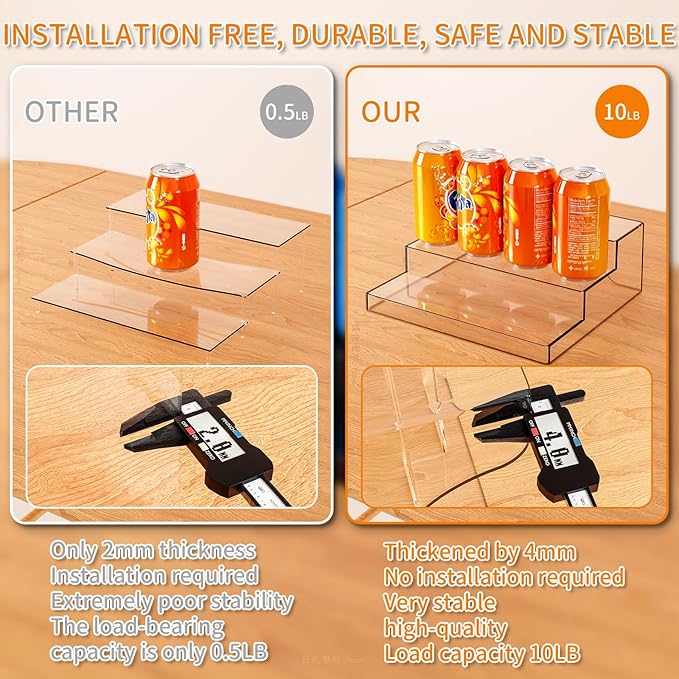 Yieach 3 Tiered Acrylic Display Stands for Cupcake Stand,Perfume Shelf Organizer,Figure and Funko Pop Display,No Installation,Clear Table Risers Display Stands for Collectibles,Makeup and Dessert,1PCS