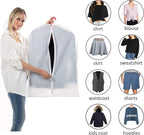 MsKitchen12Pack Short Garment Bags (24x32") - Dustproof Covers for Kids Clothes - Durable PEVA Storage Bags with Sturdy Zipper for Dance Costumes, Tops & Folded Pants (Translucent)