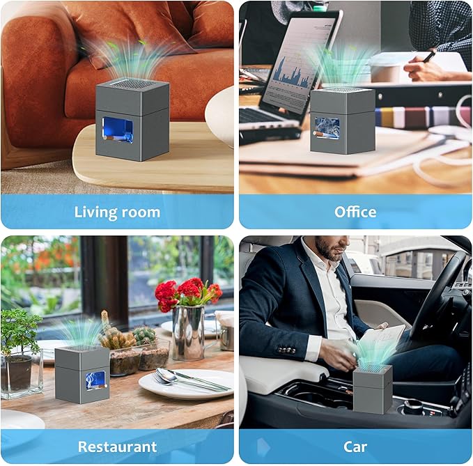 Aluminum Housing Smokeless Ashtray, Multifunctional 3 in 1 Smoke Ashtray with Lighter & USB Rechargeable, HEPA Filter, Home or Office (Grey)