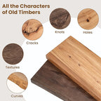 Floating Shelves for Wall Decor, Rustic Solid Elm Wood Live Edge Floating Shelves Wall Mounted, Wall Shelves with Invisible Bracket for Living Room Bathroom Bedroom Kitchen, 32 Inch Set of 2, Walnut