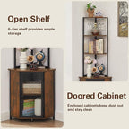 VECELO Corner Cabinet, Tall Storage Shelf, Bookshelf Display Shelves Rack for Living Room, Kitchen, Balcony, Small Space