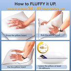 Siluvia 28"x28" Pillow Insert Set of 2 Square Throw 28 Pillows with 100% Cotton Cover for Sofa, Couch, and Bed - White
