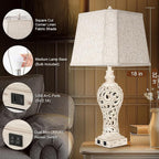 LuxSight Collection 32" Tall Table Lamps Set of 2 - Bedside Lamp with Fabric Shades - for Bedroom and Living Room with USB and Nightlight - Perfect for Nightstands and Bedrooms - Bulbs Included
