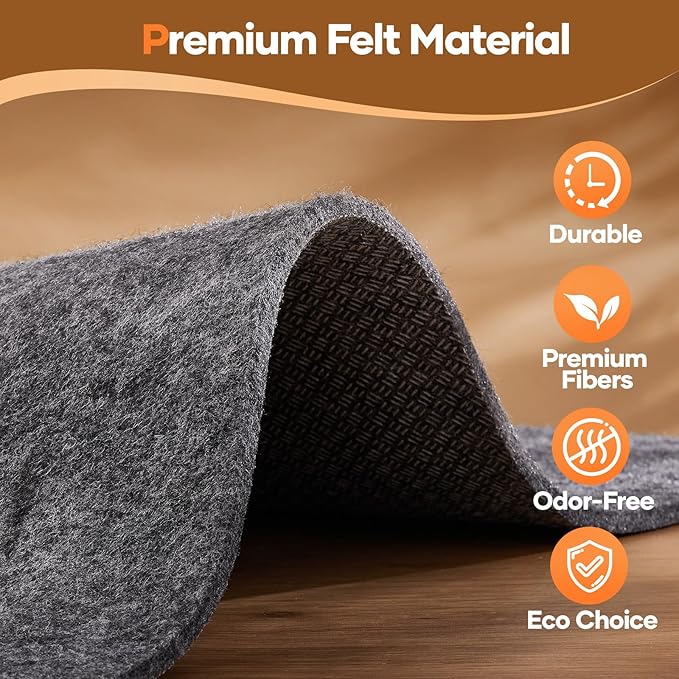 Veken Non Slip Cushioned Rug Pad Gripper 10 x 14 Ft, Felt and Silicone Backing, 1/8 inch Thick Carpet Liner for Hardwood Floors and Finishes, Under Area Rugs Anti Skid Mat, Keep Rugs Safe and in Place
