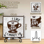 Coffee Bar Decoration, Coffee Decor Sign, I Like Big Cups, Farmhouse Home Kitchen Wooden Plaque with Iron Stand, Coffee Station Decor for Coffee Coner-A10