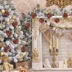 Jetec 8 Pieces Christmas Ornaments Glitter Christmas Tree Hanging Decoration Decorative Artificial Pine Cones Flowers Hanging Ornaments for Winter Wreath Holiday Decor(Brown Gold Color)