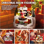Christmas Village Snow Globe Decorations Resin Building Figurines Revolving Train Christmas Collectible Buildings 8 Music for Vintage Xmas Gift Christmas Decoration Santa Clau