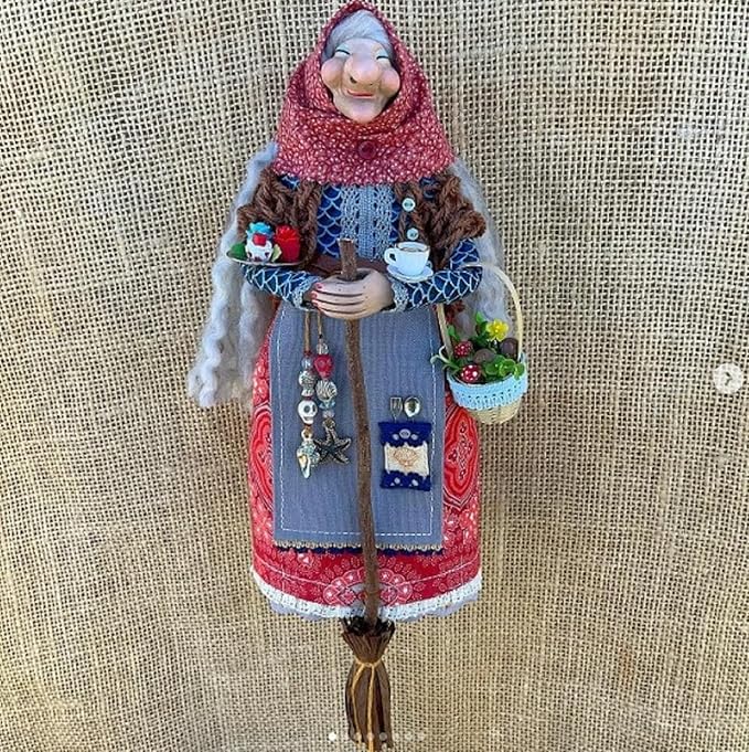 Handmade Kitchen Witch Doll, Witch Figurine Luck Charm Home Decor, Flying Witch Figures on Broomsticks, Cooking Dolls Kitchen Hanging Decor, Unique Gifts for Mom (C)