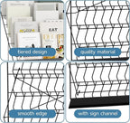 6-Tier 30" Wide Metal Magazine Holders,Wire Countertop Rack with Sign Channel,Retail Book Brochure Magazine Display Stand Literature Greeting CD Card Rack for Book Signing,Vendor Booth