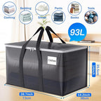 10 Pack Moving Bags Heavy Duty, Moving Boxes, Storage Bags with Zipper & Handles & Tag for College & Dorm Moving Supplies Grey Laundry Hamper Bag, Foldable Space-saving Totes (93L, Grey)