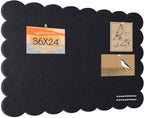 Lightomorrow Scalloped Bulletin Board, 36 x 24 Inches Felt Pin Board - Decorative Cork Alternative for Wall, 3' x 2' Foldable Picture Self-Adhesive Vision Prayer Board with 20 Pushpins - Black