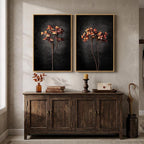 Framed Vintage Botanical Wall Art for Living Room, Set of 2 Piece Black Neutral Moody Floral Canvas Prints, Minimalist Modern Farmhouse Flower Wall Decor for Bedroom Office Dining Room, 16x24 Inch