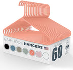 Neaties Plastic Hangers 50 Pack (60 Count) – Made in The USA – 6lb Capacity Standard Clothes Hangers with Strap Hooks for Dresses, Lingerie, Shirts, Pants, and Jackets – Peach